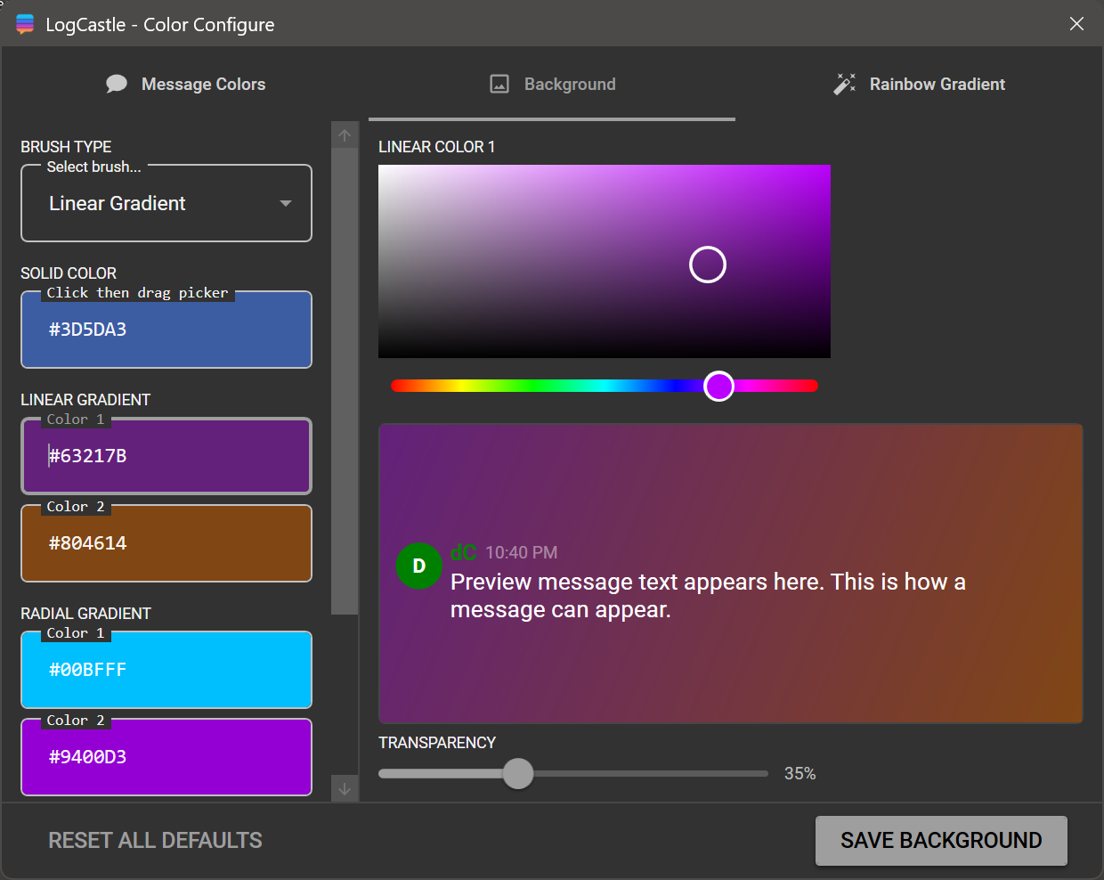 Change background colors